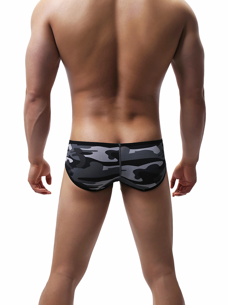 Men's Sexy Camo Print Mesh Bikini