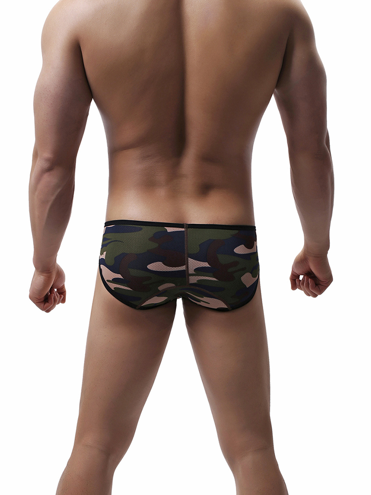 Men's Sexy Camo Print Mesh Bikini