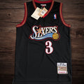 Men’s 76ers #3 Allen Iverson 1997-98 Black All Stitched Jersey
