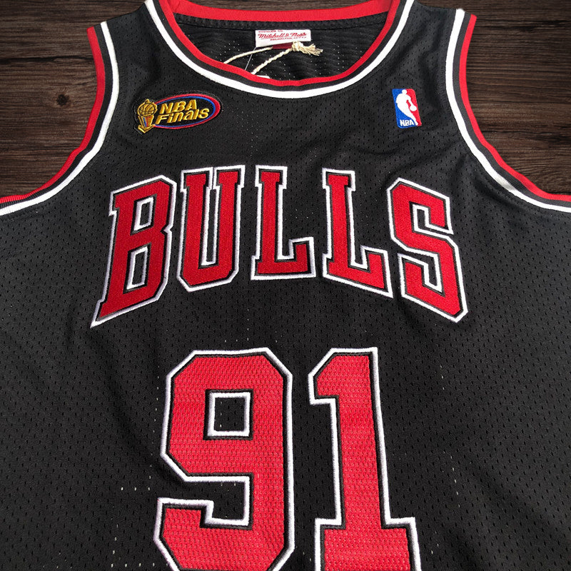Men’s Chicago Bulls 1997-98 Finals #91 Dennis Rodman Jersey Black