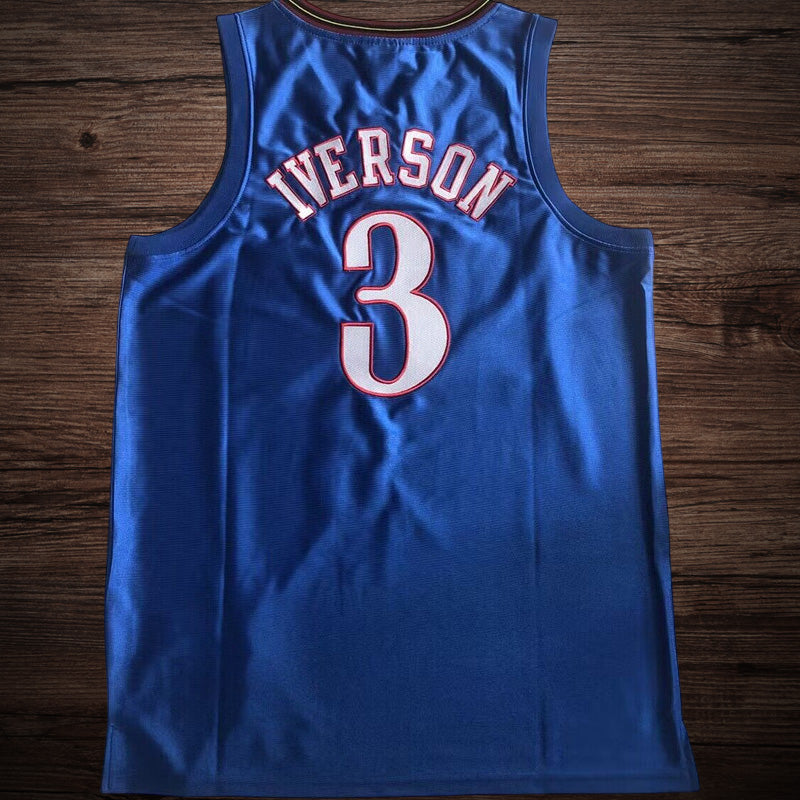Men’s Philadelphia 76ers 2001/02 #3 Allen Iverson Blue Jersey