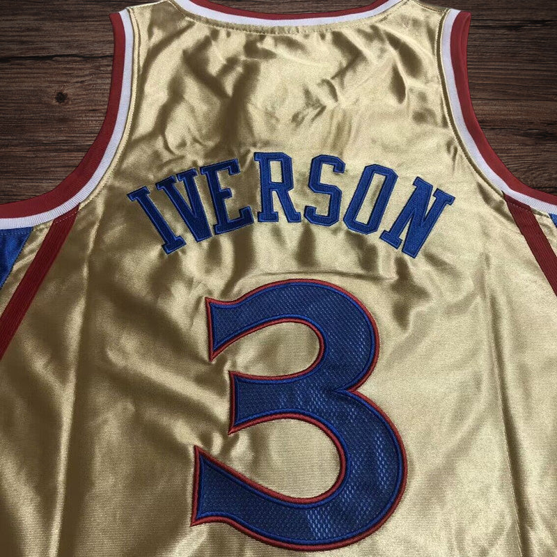 Men’s Philadelphia 76ers 1996/97 #3 Allen Iverson Gold Limited Edition Jersey