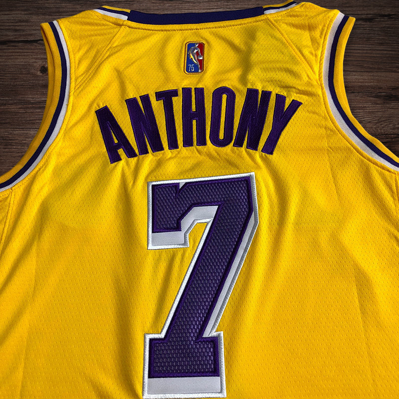 Men’s Los Angeles Lakers 75th anniversary #7 Anthony Jersey Yellow