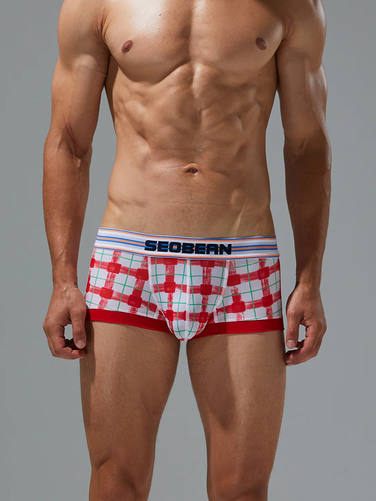 Men's Relaxed Plaid U Pouch Trunks