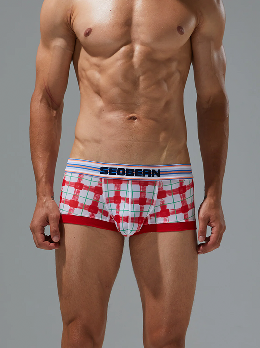 Men's Relaxed Plaid U Pouch Trunks