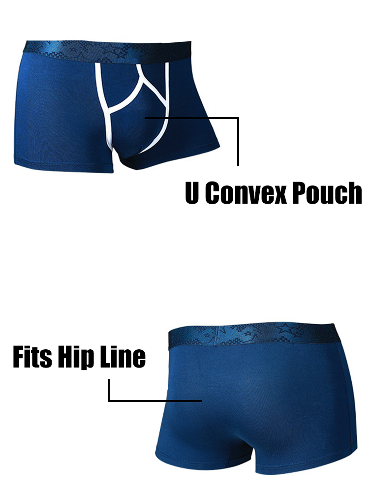 3 Pack Men's U Pouch Contour Patchline Trunks
