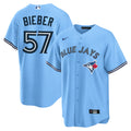 Men’s Toronto Blue Jays Shane Bieber #57 Powder Blue Jersey