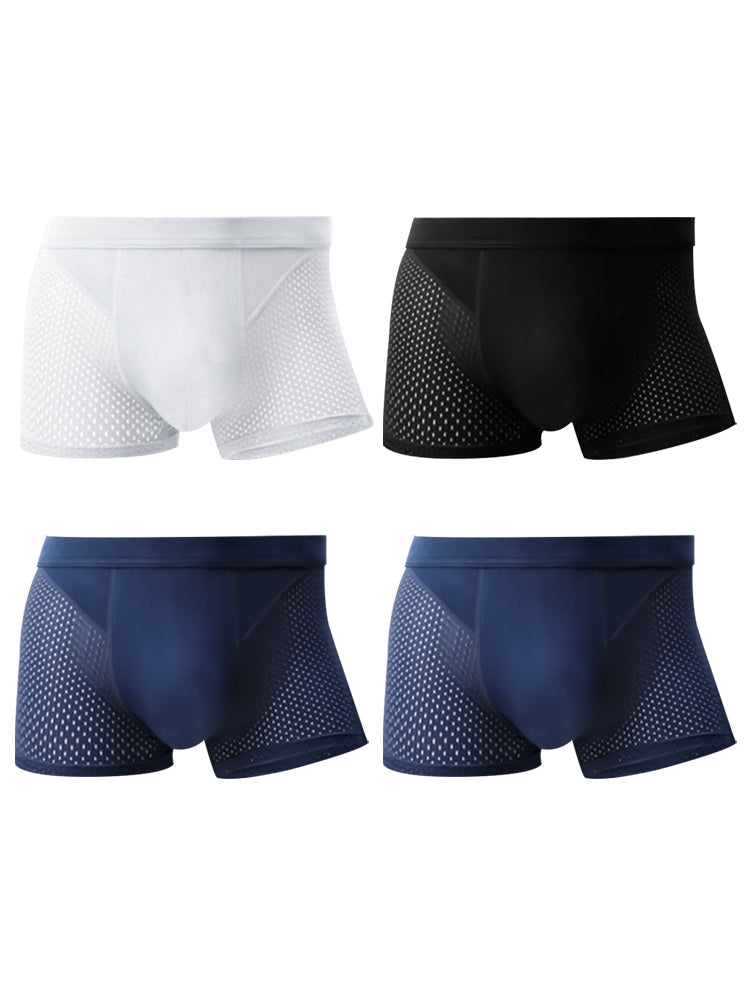 4 Pack Men's Ice Silk Cooling Mesh Trunks