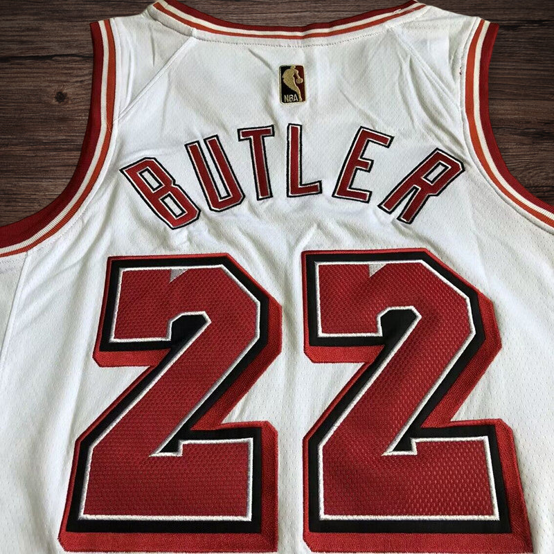 Men’s Miami Heat #22 Butler White/Red Jersey
