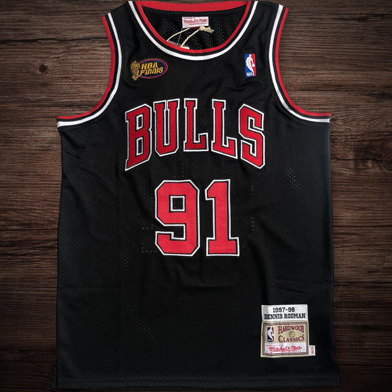 Men’s Chicago Bulls 1997-98 Finals #91 Dennis Rodman Jersey Black