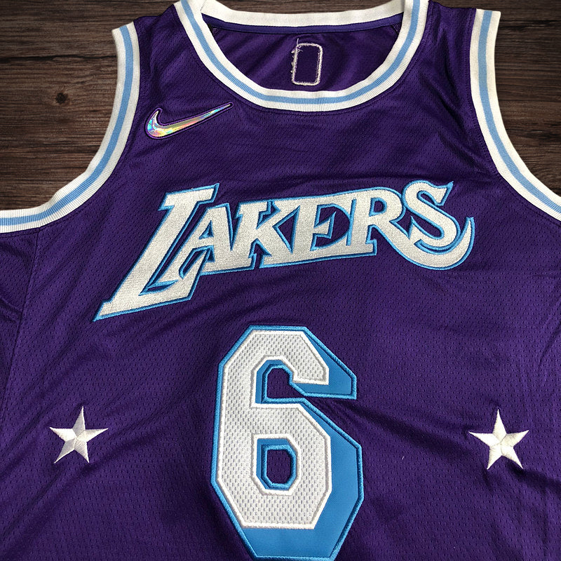 Men’s Los Angeles Lakers 75th anniversary #6 James Jersey