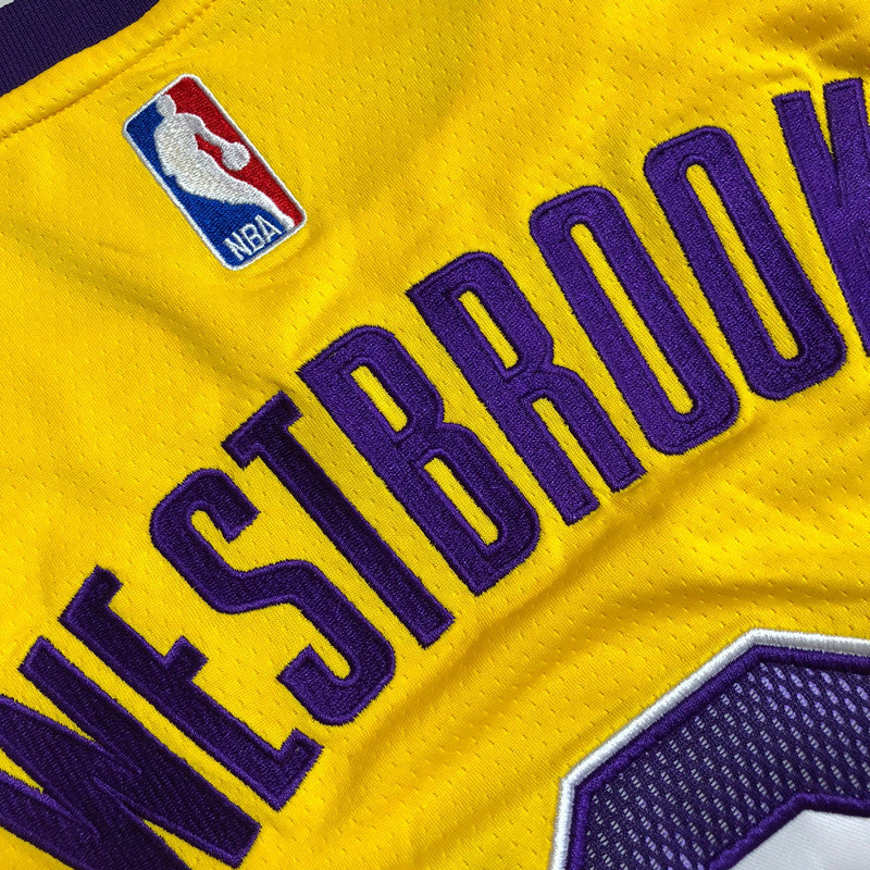 Men’s Los Angeles Lakers #0 Russell Westbrook Jersey Yellow