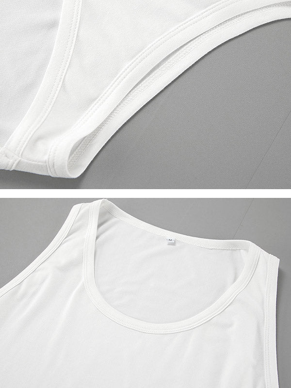 Loose Sleeveless See-Through Solid Color Split-Joint U-Neck Maxi Dresses