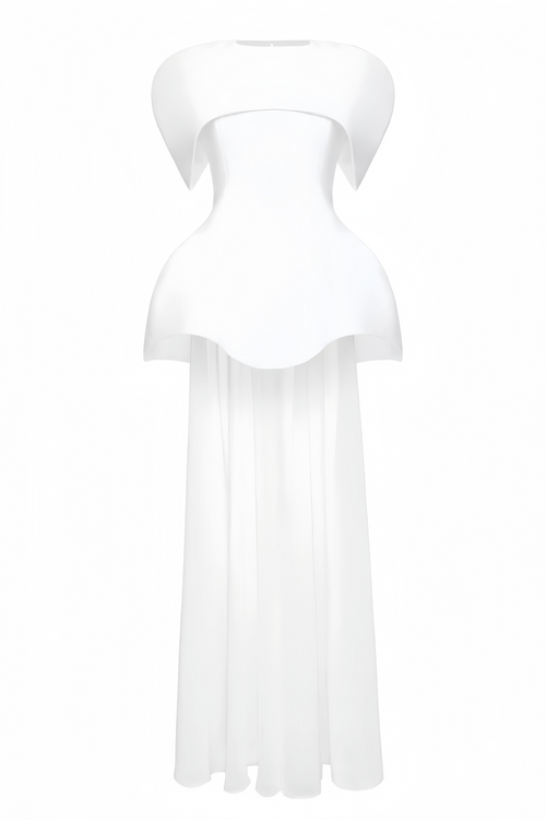 Auriane Layered Cape Sculptural Maxi Dress Set