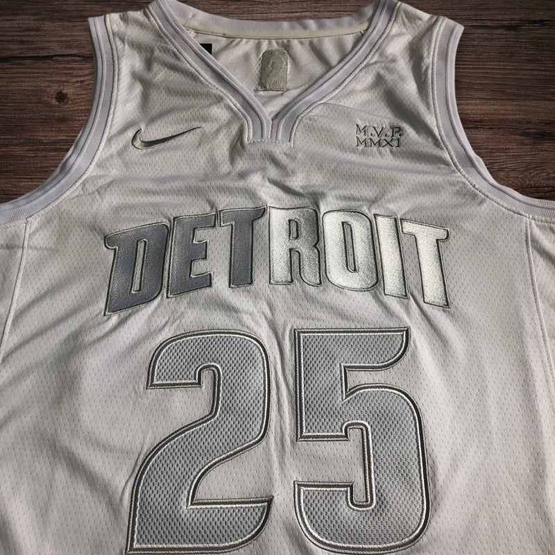 Men’s Detroit Pistons MVP #25 Rose White Jersey
