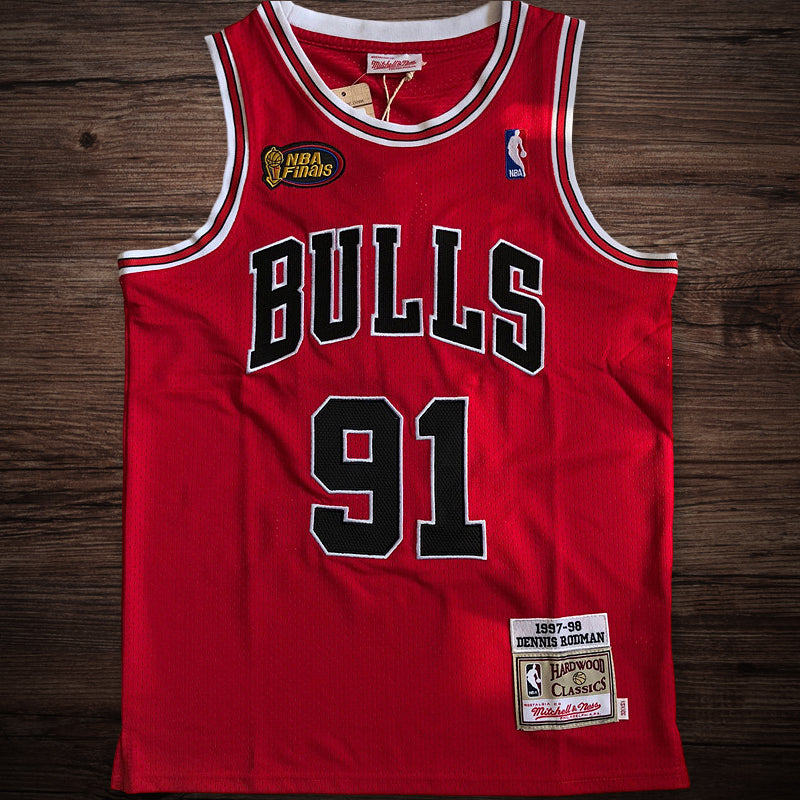 Men’s Chicago Bulls 1997-98 Finals #91 Dennis Rodman Jersey Red