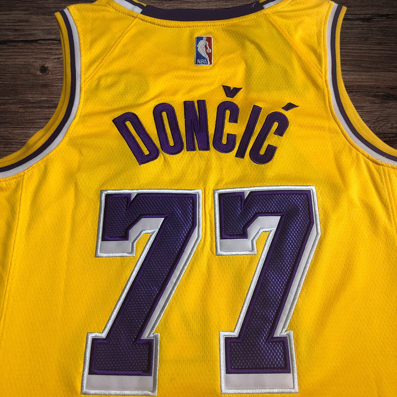 Men’s Los Angeles Lakers #77 Doncic Yello Jersey