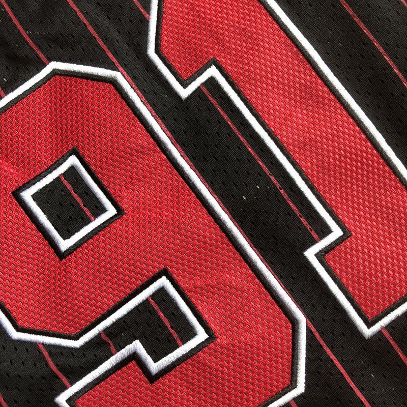 Men’s Chicago Bulls #91 Rodman Stripe Short Sleeve Jersey