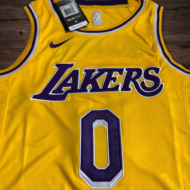Men’s Los Angeles Lakers #0 Russell Westbrook Jersey Yellow