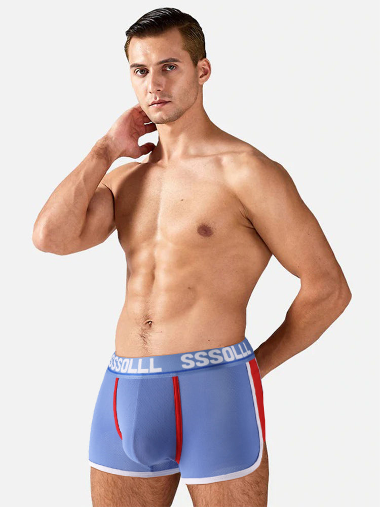 3 Pack Men's Mid-Rise Ice Silk Mesh Trunks