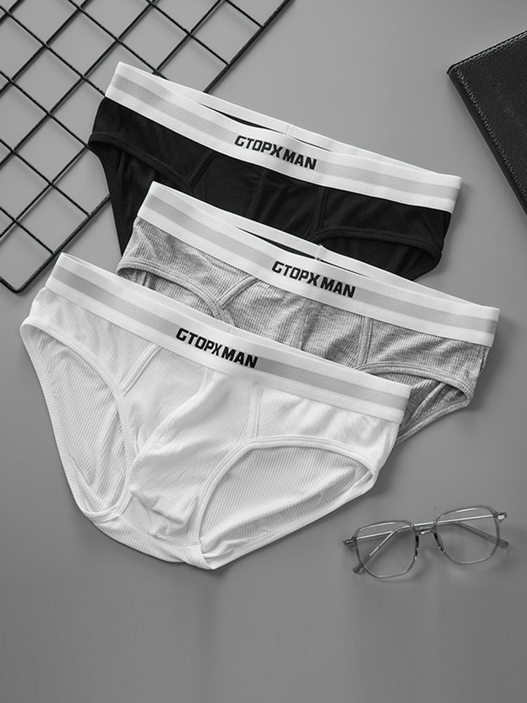 2-Pack Men's Threaded Design Breathable Comfort Low-Rise Thin U-convex Briefs