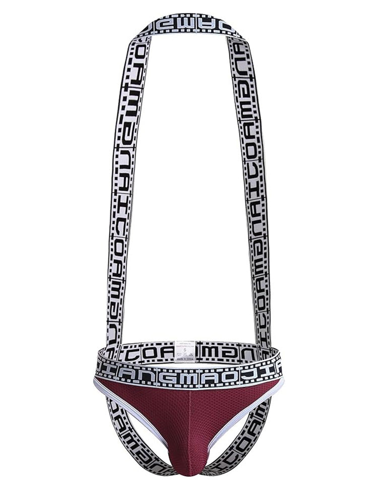 Men's Sexy Mesh U-convex Large Pouch Breathable Vest One-piece Suspender T-back