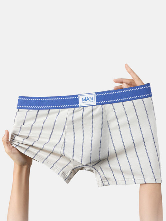 3 Pack Men's Striped Cotton Blend Trunks