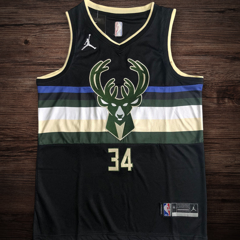 Men’s Milwaukee Bucks #34 Antetokounmpo black jersey