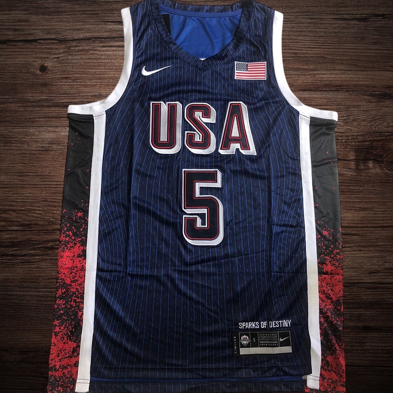 Men’s 2024 Olympics Team USA #5 Edwards Navy Jersey