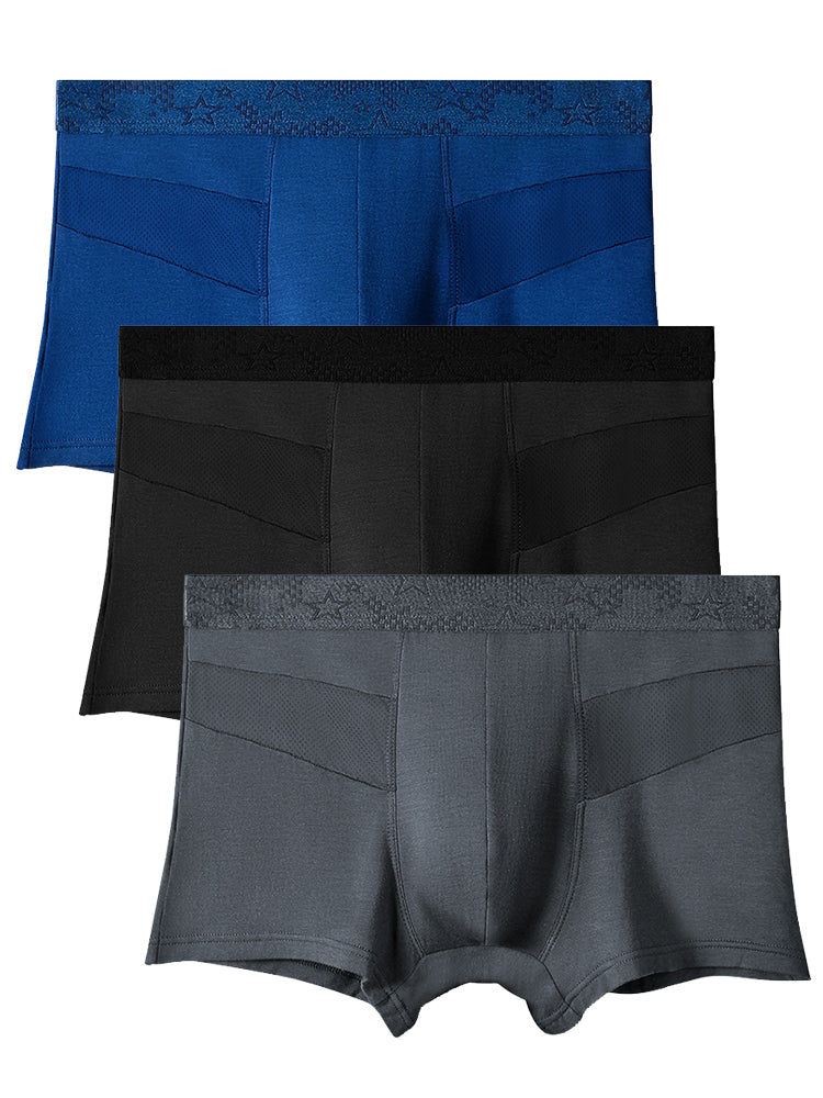 3 Pack Men's Breathable Splicing Mesh Trunks