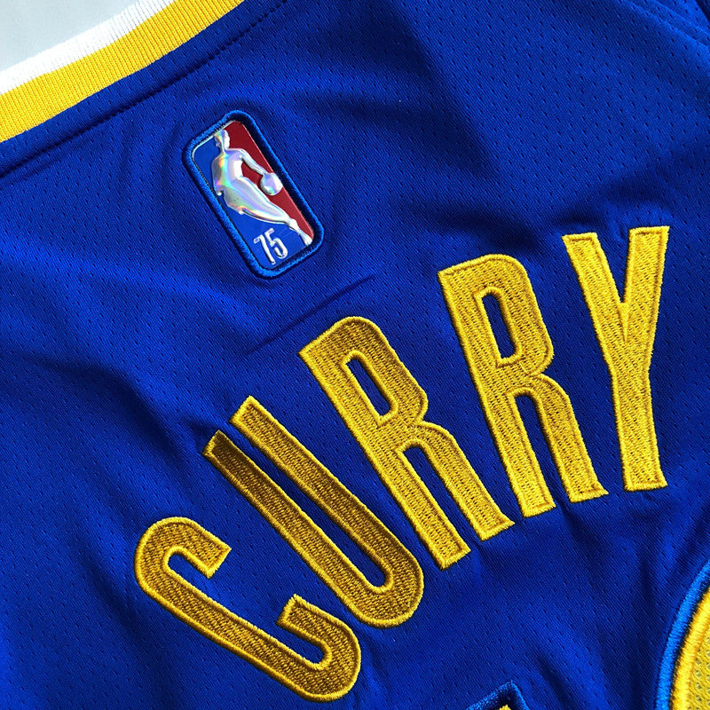 Men’s Golden State Warriors #30 Curry 75th anniversary Jersey Blue