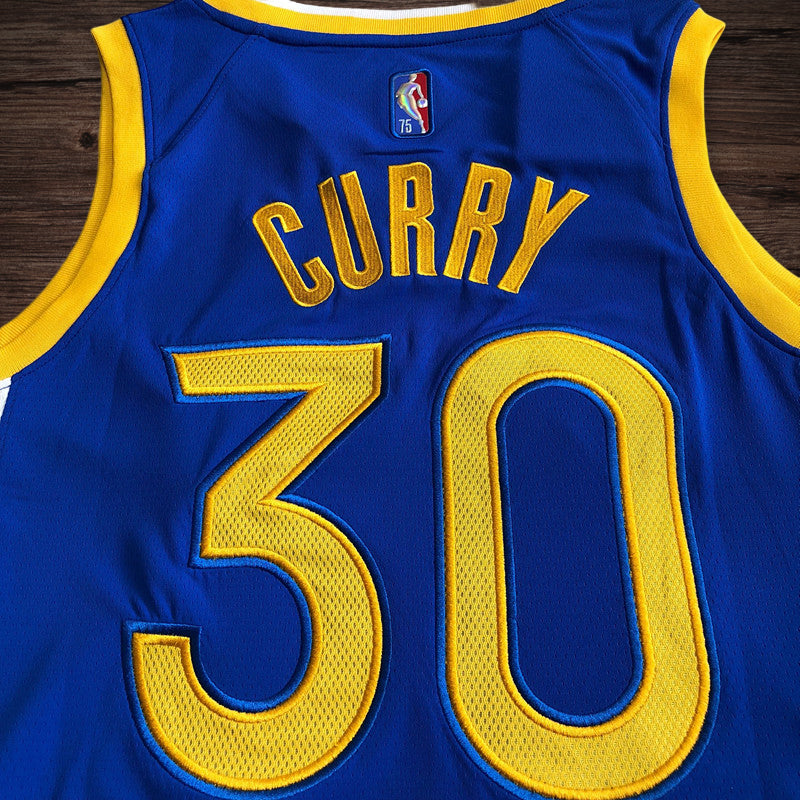 Men’s Golden State Warriors #30 Curry 75th anniversary Jersey Blue