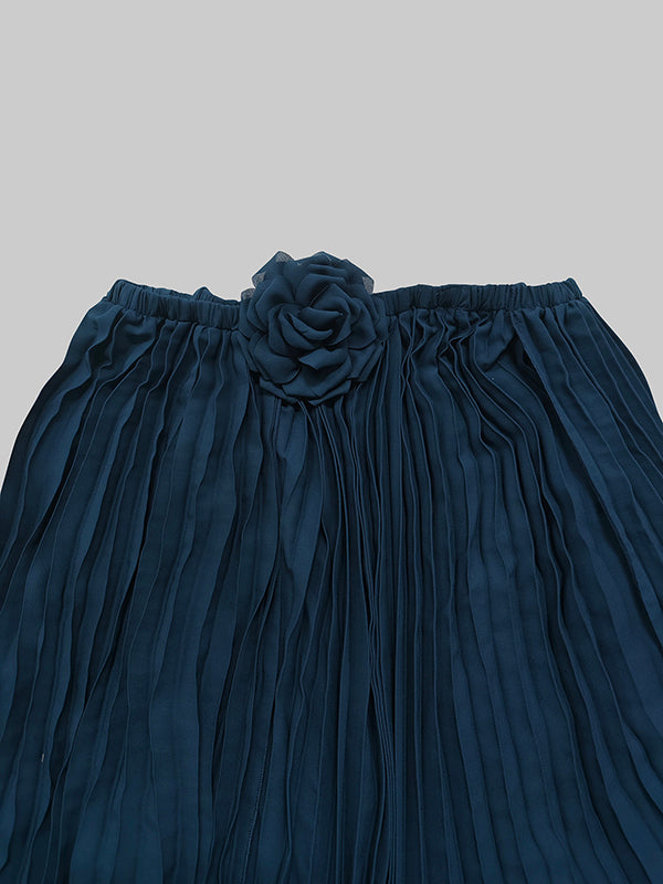 Loose Gauze Pleated Solid Color Tiered Off-The-Shoulder Evening Dresses Maxi Dresses