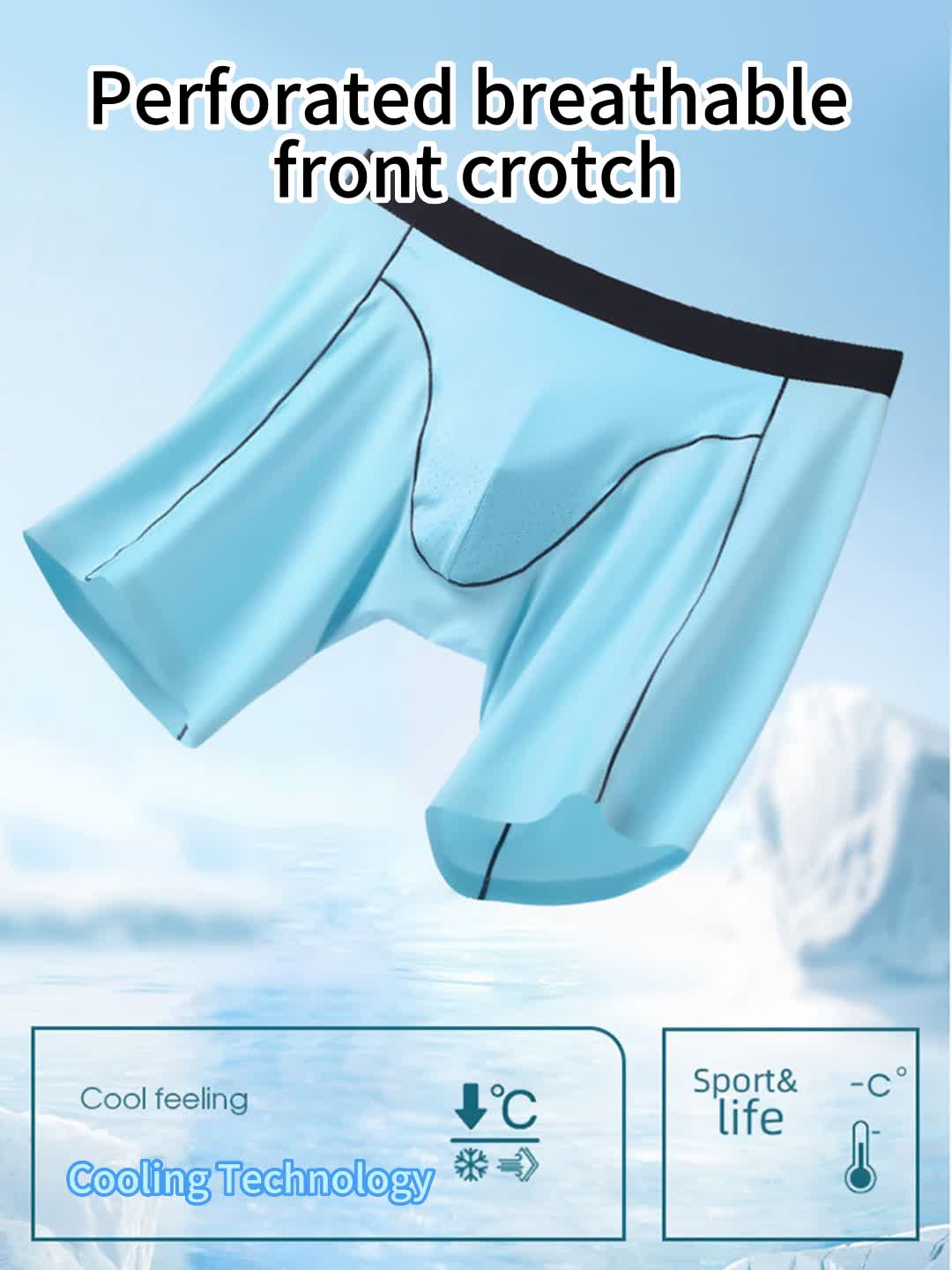 2 Pack Men's Sports Anti-Chafing Ice Silk Quick-Dry Boxers Briefs & Midway Briefs