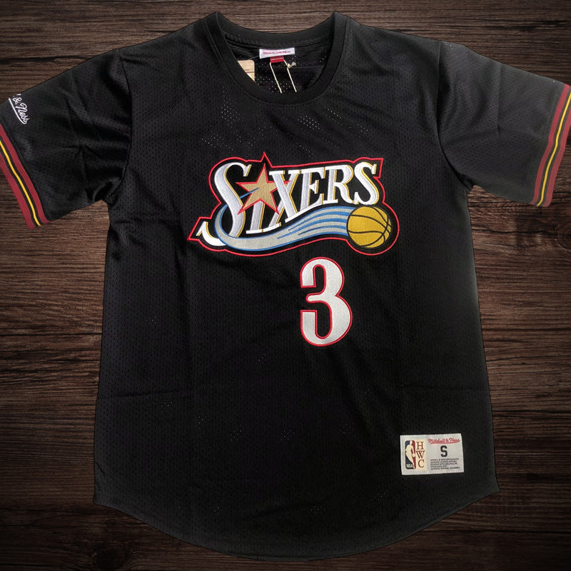 Men’s Philadelphia 76ers #3 IVERSON Black Short Sleeve Jersey