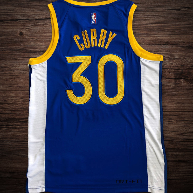 Men’s Golden State Warriors #30 Curry 75th anniversary Jersey Blue