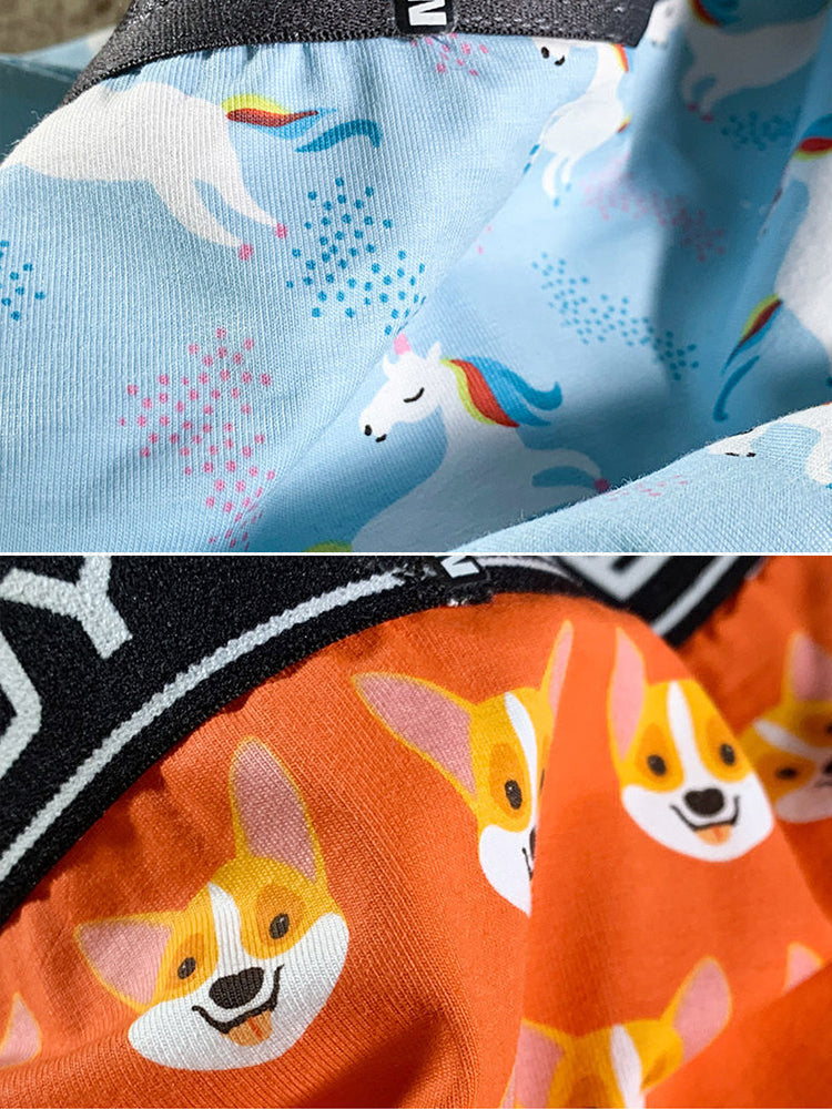 Couple 2 PCS Cotton Cartoon Breathable Underwear