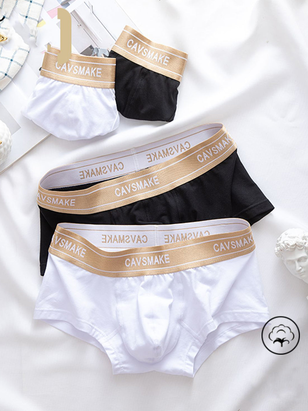 2 Pack Men's Cotton Sexy U-Convex Design Briefs & Trunks