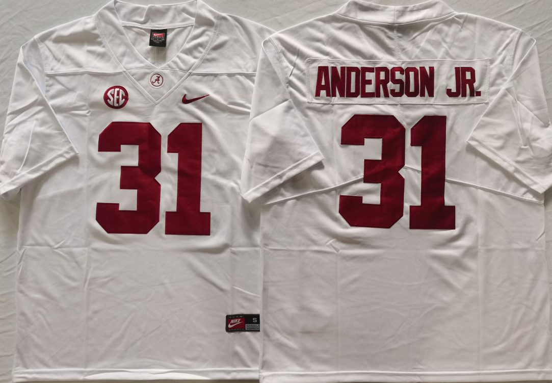 Alabama Crimson Tide White #31 ANDERSON JR. Stitched Jersey