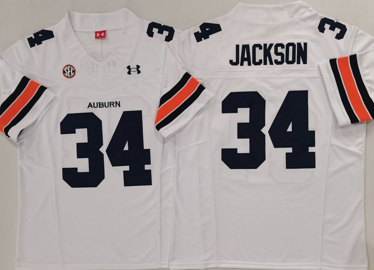 Auburn Tigers White #34 JACKSON Stitched Jersey
