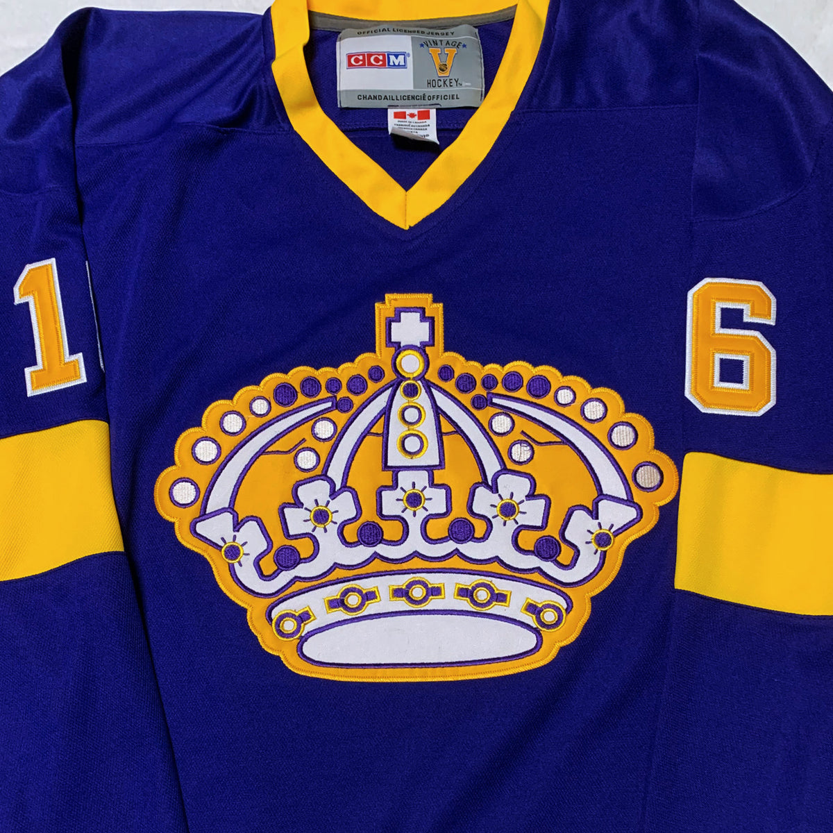 Men’s Los Angeles Kings Retired Player #16 Marcel Dionne Purple CCM Vintage Premier Jersey