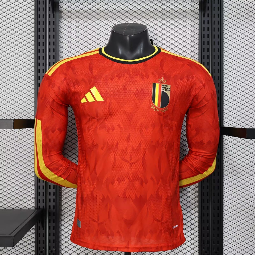 Men’s Belgium 26 27 Player Version Home LS Soccer Jersey