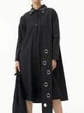 Black Eyelet Blouse Shirt Dress