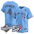 Men/Women/Youth Blue Jays 50th Patch 2025 World Series Powder Blue #4 Springer Stitched Jersey