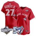 Men/Women/Youth Blue Jays 50th Patch 2025 World Series Red #27 Guerrero JR. Stitched Jersey