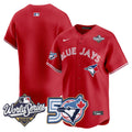 Men/Women/Youth Blue Jays 50th Patch 2025 World Series Red Team Blank Stitched Jersey