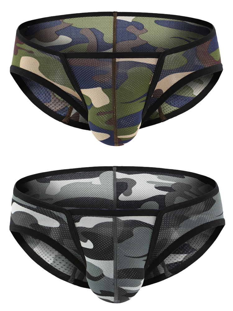 Men's Sexy Camo Print Mesh Bikini