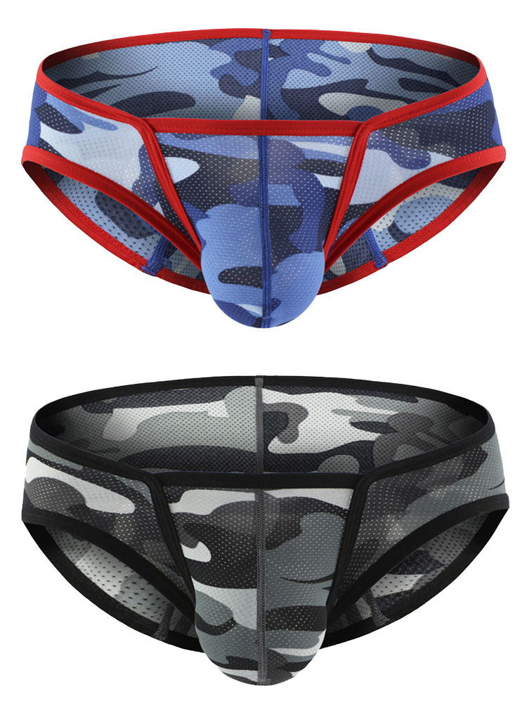 Men's Sexy Camo Print Mesh Bikini