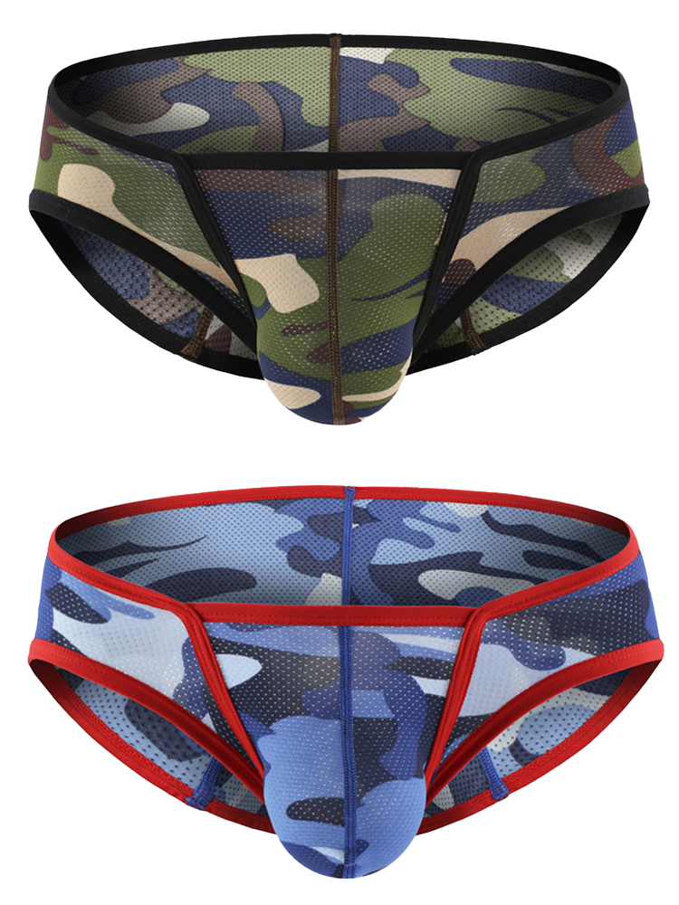 Men's Sexy Camo Print Mesh Bikini