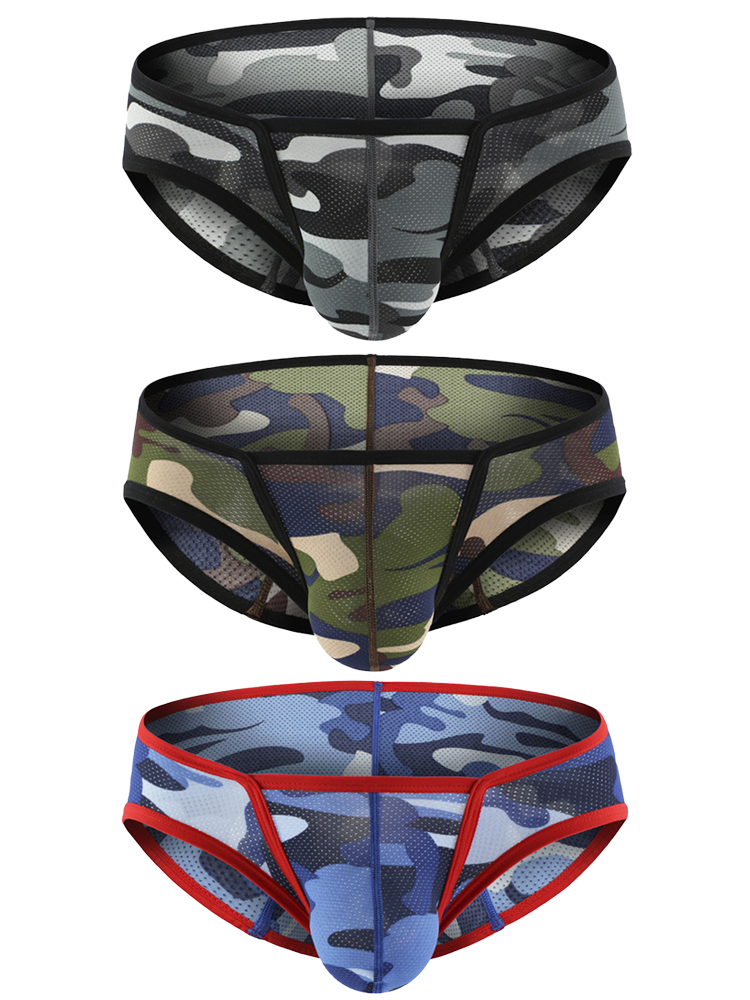 Men's Sexy Camo Print Mesh Bikini